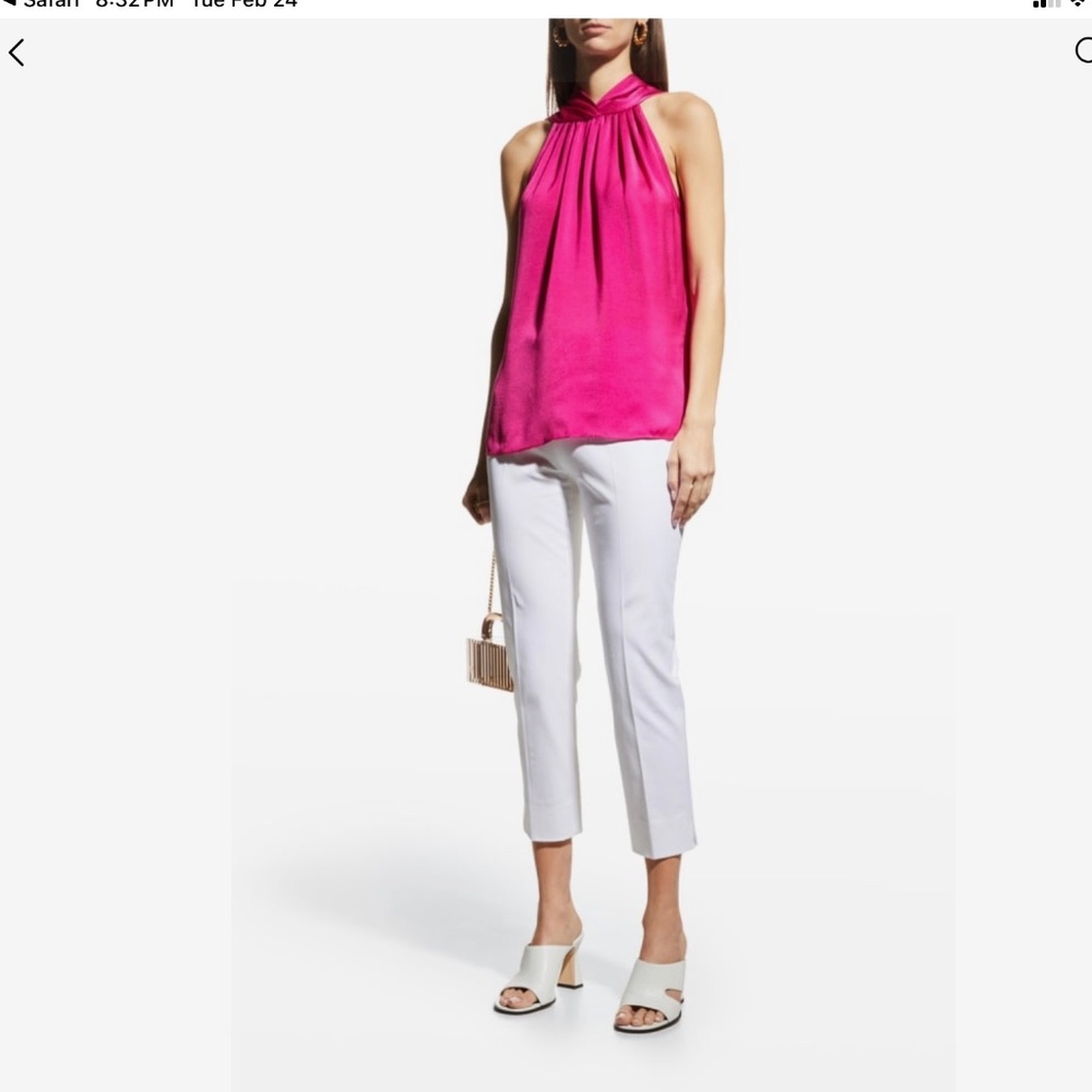 NWT. Kobi Halperin Satin Halter Top (Deanne) in Magenta size L